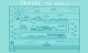 Hand drawn travel route vector